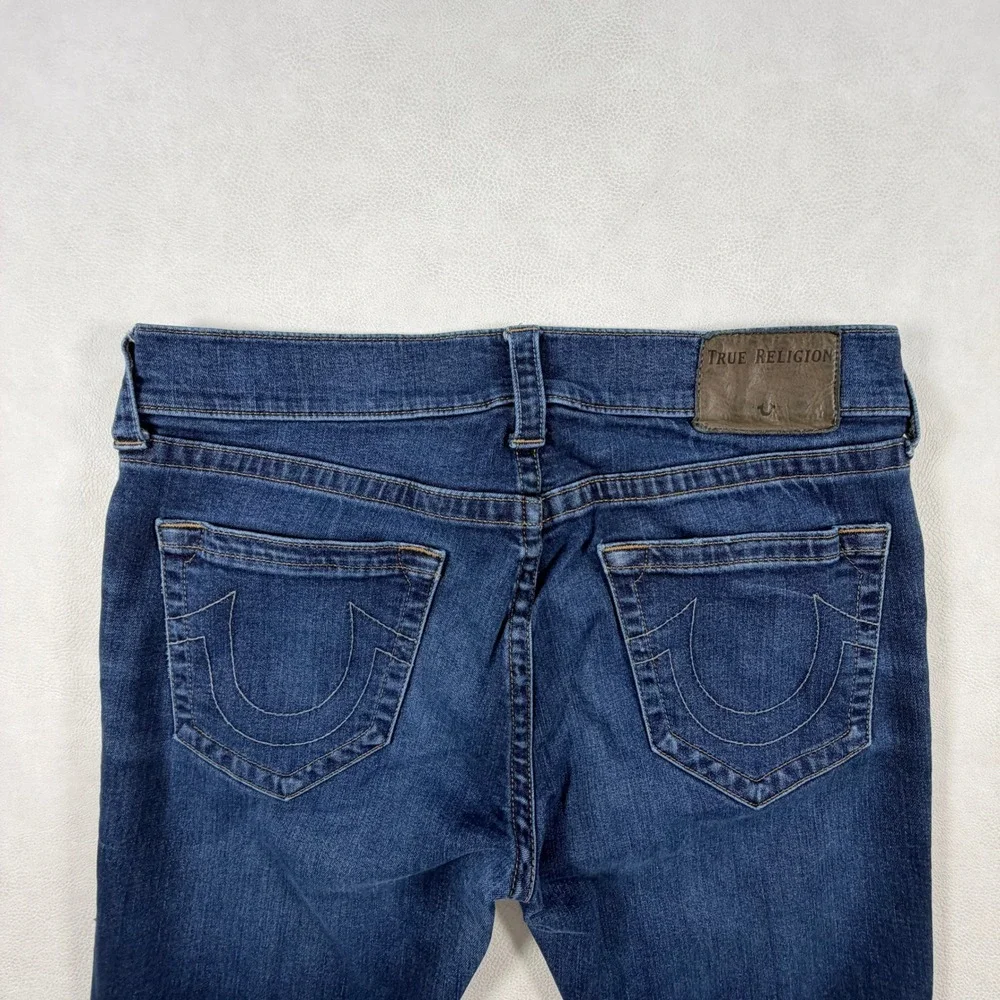 True Religion Rocco Relaxed Skinny Jeans Mens 33x32 Dark Wash Blue Stretch Denim